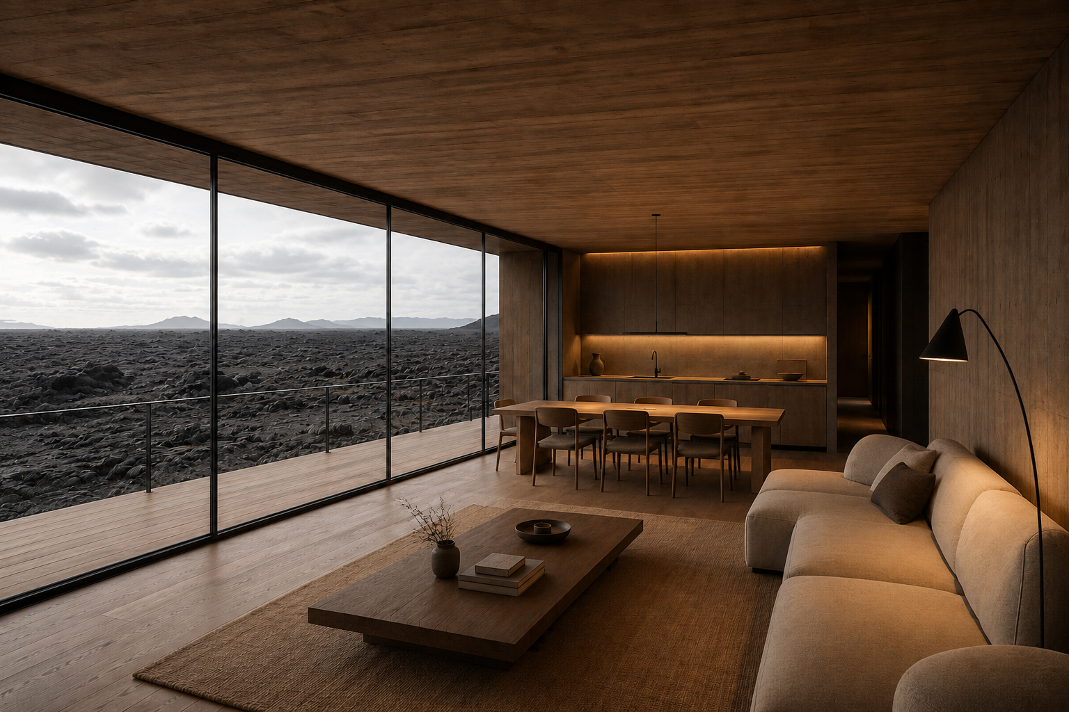 Open fire in the living room of an ORIUM residence