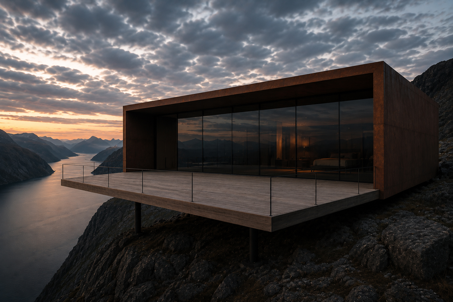 Terrace of an ORIUM residence looking outward to the landscape