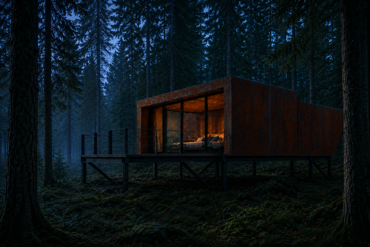 One warm window lit at night in an ORIUM residence
